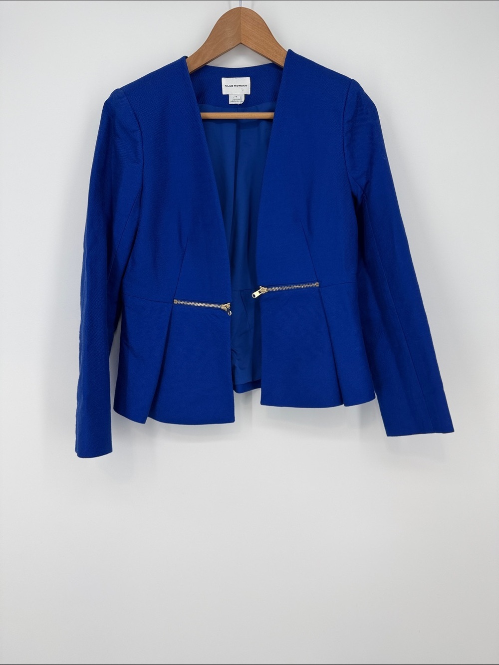 Club Monaco Cobalt Blue Open-Front Peplum Blazer